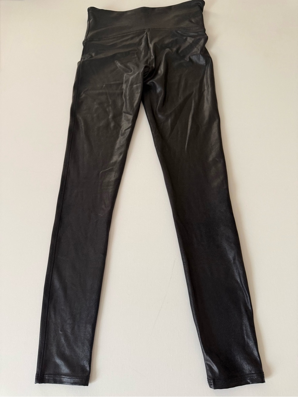 SPANX by Sara Blakely Black Faux-Leather High-Rise Leggings Medium